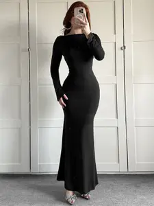 DressBerry Women Solid Round Neck Maxi Dress