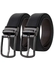 Hayes London Men Leather Belts Combo Pack Of 2 Genuine Premium Reversible Formal Belt
