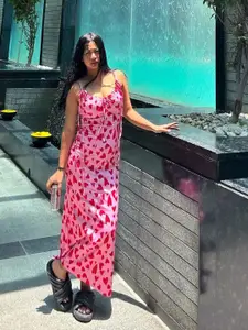 TANDUL Print Flutter Sleeve Maxi Dress