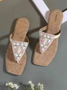 Mochi Women Embellished Open Toe Flats