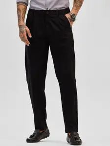 Snitch Men Smart Slim Fit Pleated Trousers
