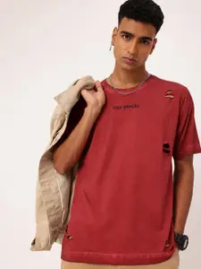 Kook N Keech Printed Cut-Out Relaxed Fit T-shirt