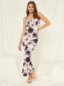 BAESD Women Floral Printed Bodycon Maxi Dress