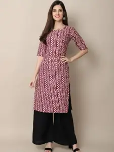 AK FASHION MALL Women Geometric Flared Sleeves Mirror Work Crepe Kurta