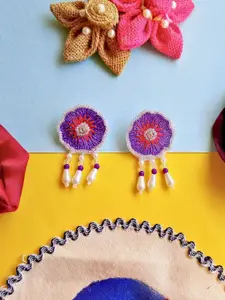 Sangria Beaded Bohemian Floral Drop Earrings