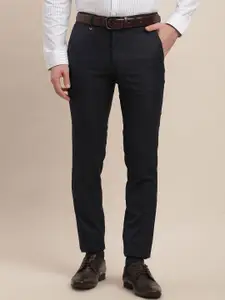 Turtle Men Checked Tailored Fit Formal Trousers