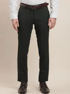 Turtle Men Checked Tailored Slim Fit Formal Trousers