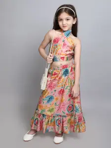 taffykids Girls Printed Top with Skirt