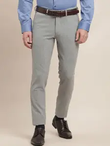 Turtle Men Tailored Skinny Fit Mid-Rise Cotton Formal Trousers