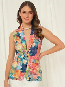 TANDUL Floral Printed Slim Fit Single Breasted Blazer