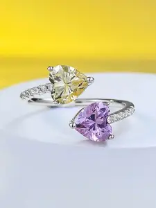 Jewels Galaxy Silver-Plated Anti Tarnish Crystals Stone-Studded Finger Ring