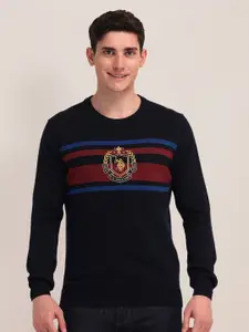 U.S. Polo Assn. Men Striped Round Neck Cotton Pullover