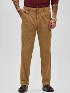 Snitch Men Smart Slim Fit Mid-Rise Trousers
