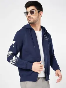 Urban Ranger by pantaloons Men Typography Printed Front-Open Sweatshirt