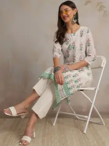 Anouk Women Geometric Printed Mirror Work Kurta