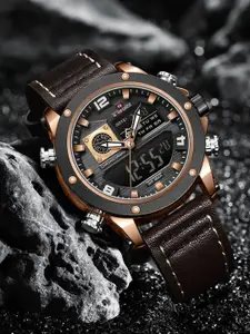Naviforce Men Dial & Leather Straps Analogue and Digital Watch NF9236 RG B D.BN