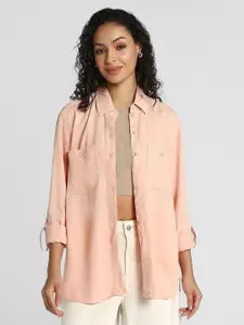 AMERICAN EAGLE OUTFITTERS Women Classic Spread Collar Solid Casual Shirt