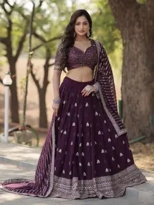 Ethnic Yard Embroidered Semi-Stitched Lehenga & Unstitched Blouse With Dupatta