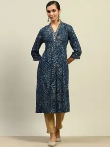 Rangriti Women Embroidered Flared Sleeves Sequinned Kurta