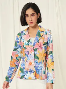 TANDUL Floral Printed Slim Fit Single-Breasted Blazer