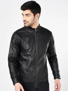 SF JEANS by Pantaloons Men Crop Biker Jacket with Patchwork