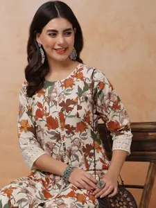 Anouk Women Floral Printed Thread Work Kurta