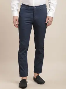 Turtle Men Cotton Printed Relaxed Tapered Fit Mid-Rise Formal Trouser