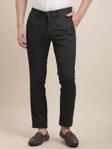 Turtle Men Cotton Textured Printed Relaxed Tapered Fit Chinos Trousers