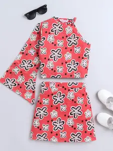taffykids Girls Printed Top with Skirt
