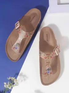 Mochi Women Printed Open Toe Flats with Buckles