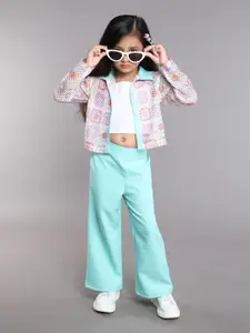 taffykids Girls Printed Top with Trousers