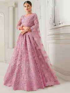 LADY SHOPI Embroidered Beads and Stones Semi-Stitched Lehenga & Unstitched Blouse With Dupatta