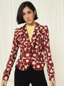 TANDUL Floral Printed Slim-Fit Single-Breasted Causal Blazer