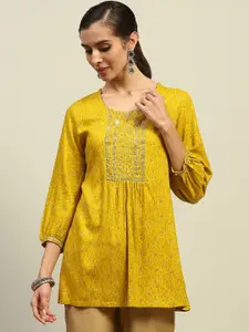 Rangriti Women Embroidered Flared Sleeves Thread Work Kurta