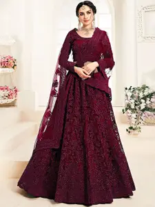 LADY SHOPI Embroidered Semi-Stitched Lehenga & Unstitched Blouse With Dupatta