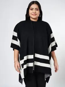 Honey Curvytude by Pantaloons Women Striped Longline Shrug