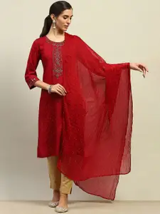 Rangriti Women Yoke Design Mirror Work Kurta