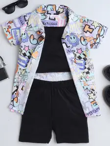 taffykids Girls Printed Shirt with Shorts