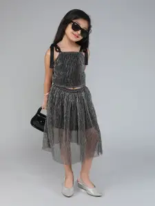 taffykids Girls Embellished Top with Skirt