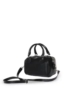 Celtic Unisex Black Leather Shopper Satchel with Detachable Sling Strap