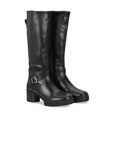 Delize Women Round Toe Casual Block-Heeled High-Top Winter Boots