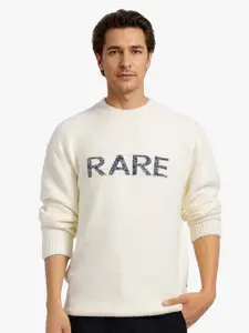 RARE RABBIT Men Typography Self Design Cotton Pullover