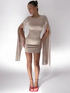 DressBerry Women Round Neck Slit Sleeves Bodycon Dress