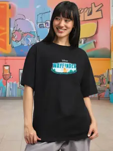 JUNEBERRY Disney Moana Printed Drop-Shoulder Sleeves Pure Cotton Oversized Tshirt