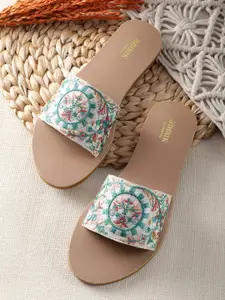 Anouk Women Floral Embroidered Open Toe Flats