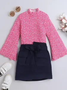 taffykids Girls Printed Top with Skirt