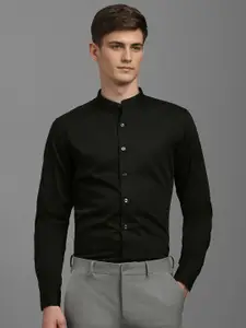 Louis Philippe Men Band Collar Solid Cotton Slim Fit Formal Shirt