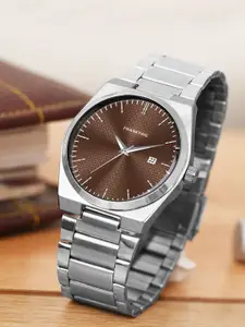 Franktime Men Brass Dial & Stainless Steel Bracelet Style Straps Analogue Watch FT-0054 BW