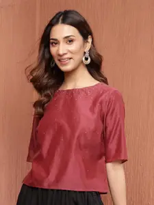 Fabindia Women Cotton Embroidered Crop Top