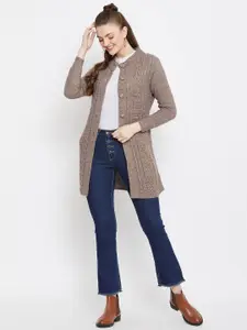 Zigo Women Cable Knit Longline Front-Open Sweater